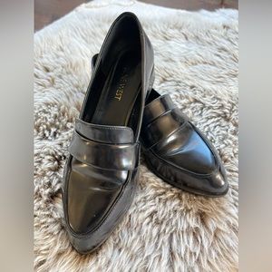 Nine West leather loafer for women, US6.5, black, 1” heel